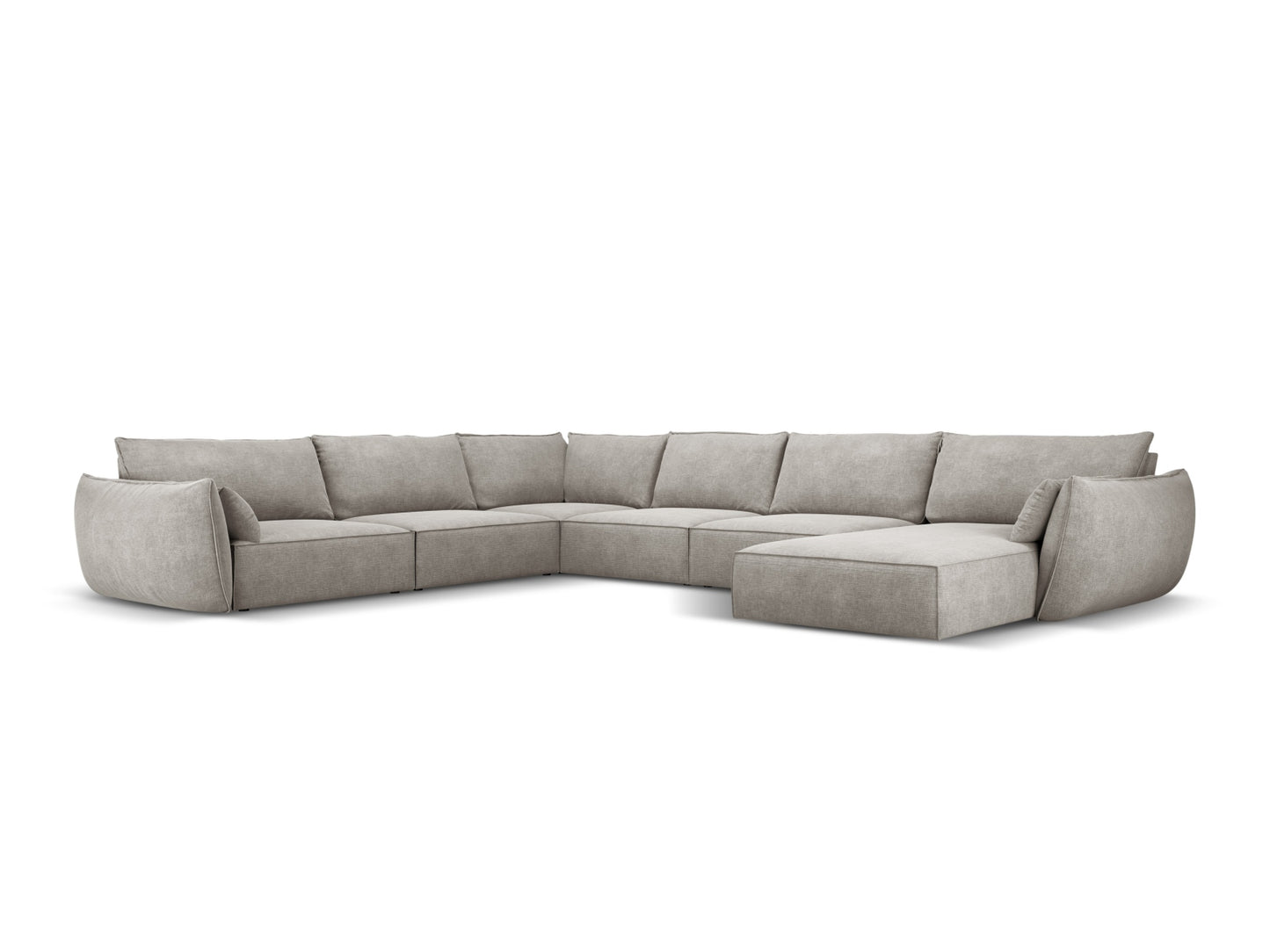 Kaelle — Panoramic Sofa Light Grey (Over The Horizon 85) Black Plastic Left
