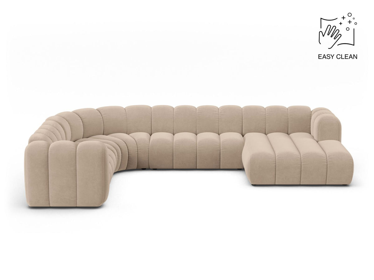 Lupine — Panoramic Sofa Beige (Venus 2928) Black Plastic Left