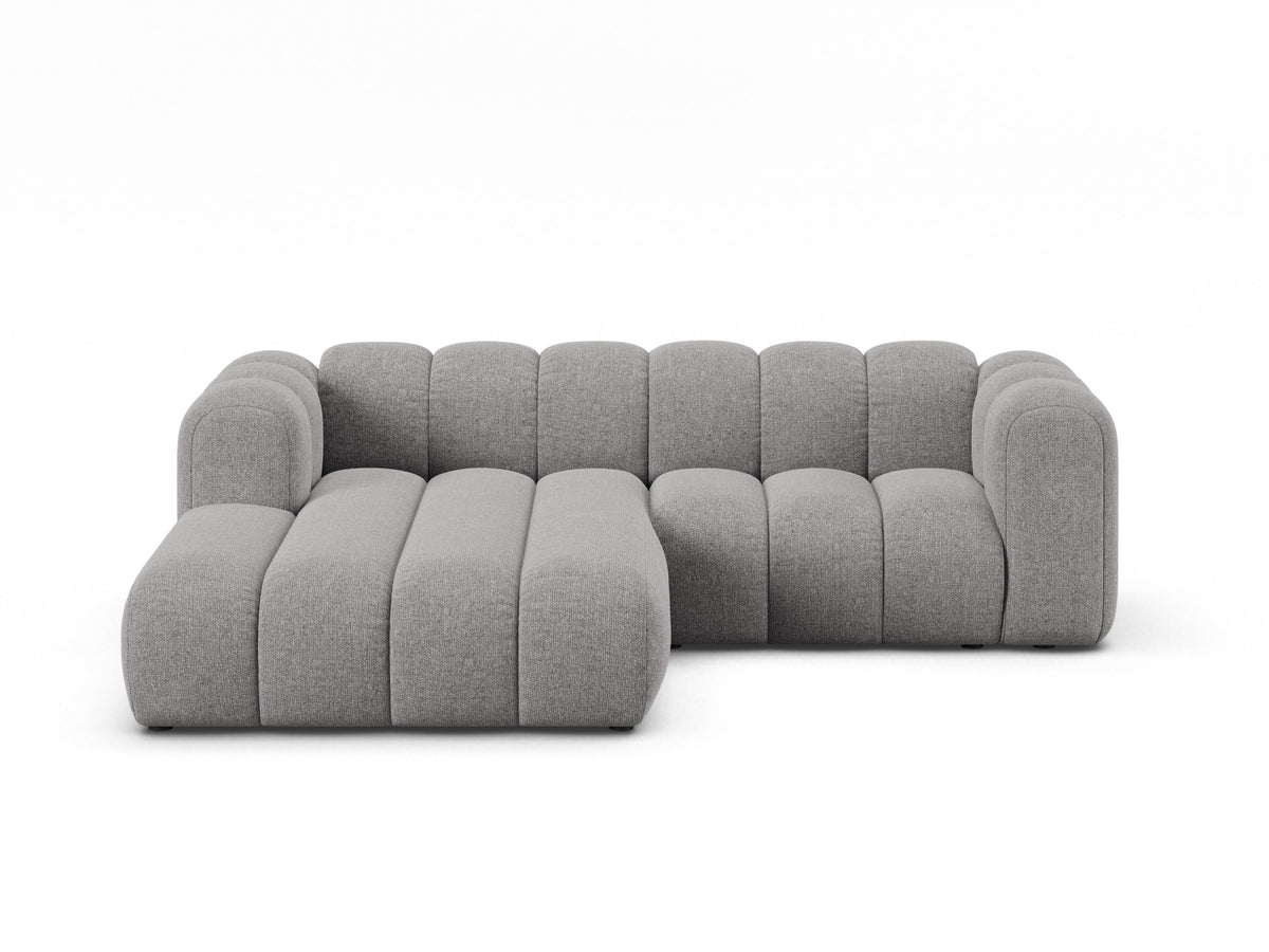 Lupine — Corner Sofa Light Grey (Eden 18 Grey) Black Plastic Left