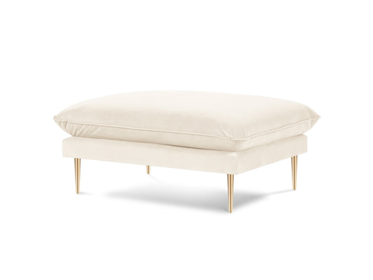 Vienna — Pouf Light Beige (Bluvel 22) Gold Metal