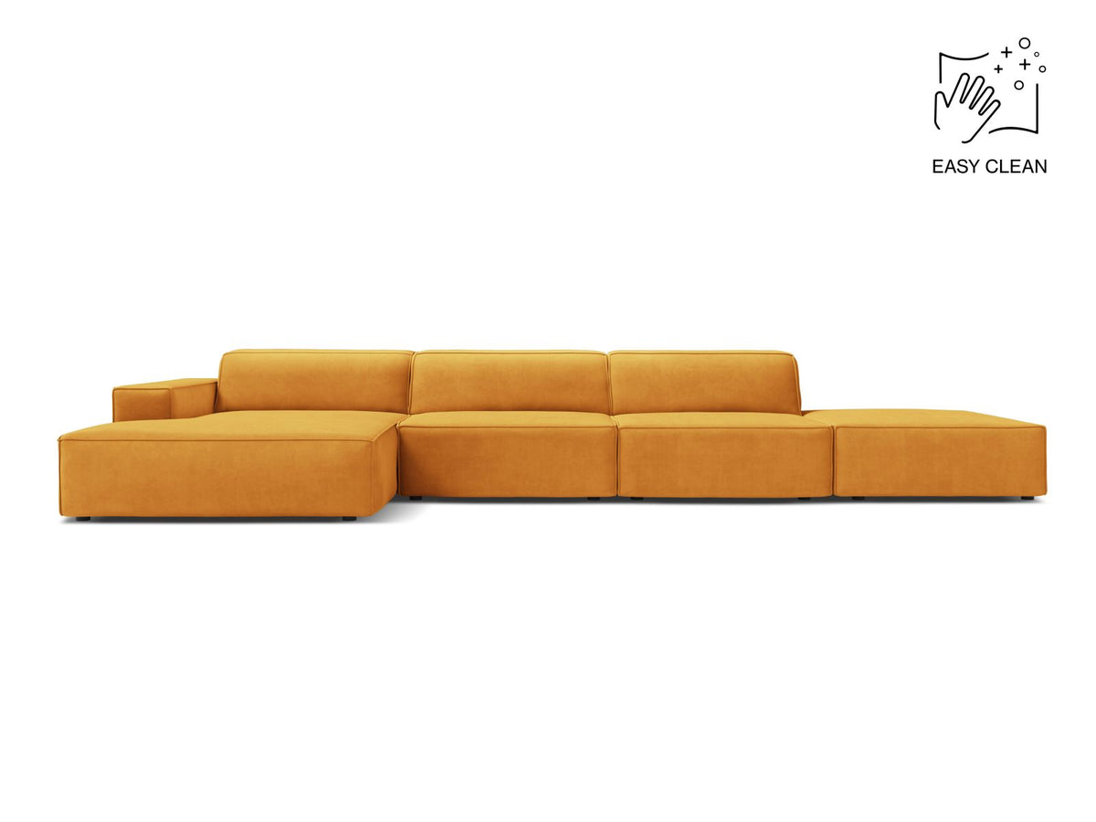 Jodie — Corner Sofa Yellow (Venus 2917) Black Plastic Left