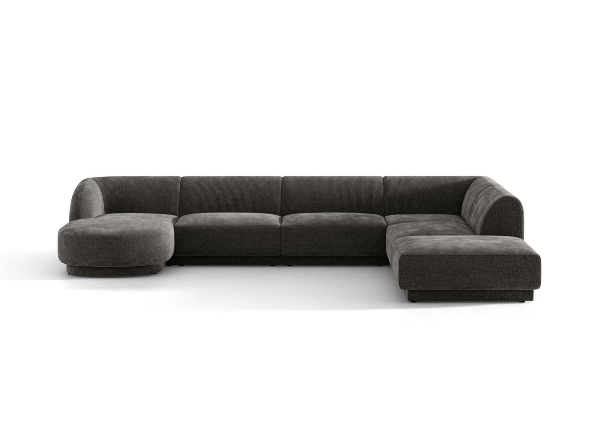 Miley — Panoramic Sofa Grey (Haga 16) Black Plastic Right