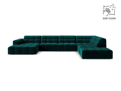 Jennifer — Panoramic Sofa Deep Petrol (Venus 2911) Black Plastic Right
