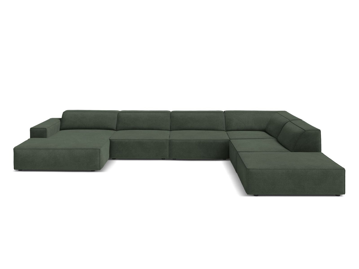 Jodie — Panoramic Sofa Moss Green (Liberty 12) Black Plastic Right