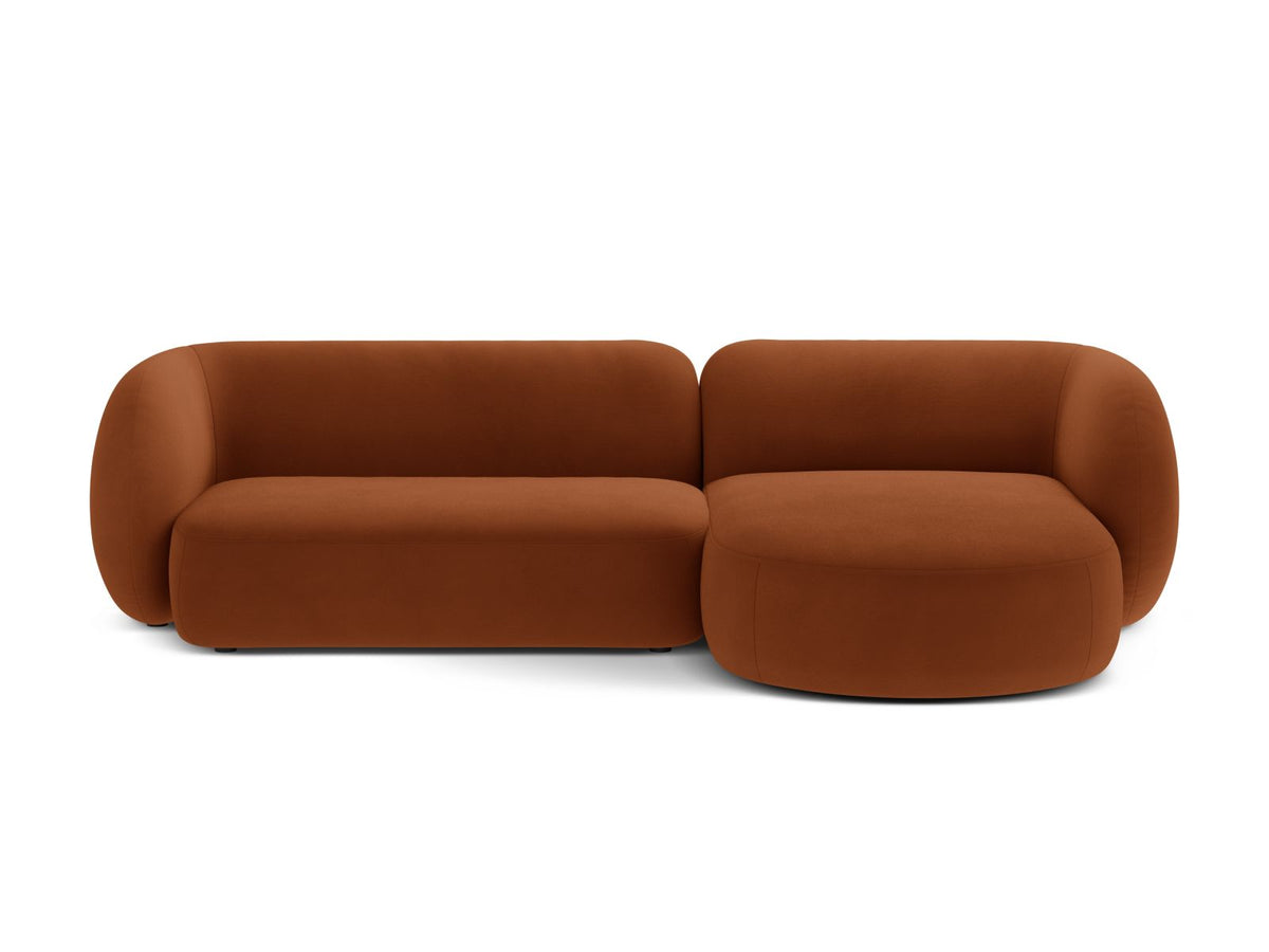 Kate — Corner Sofa Terracotta (Salvador 14) Black Plastic Right
