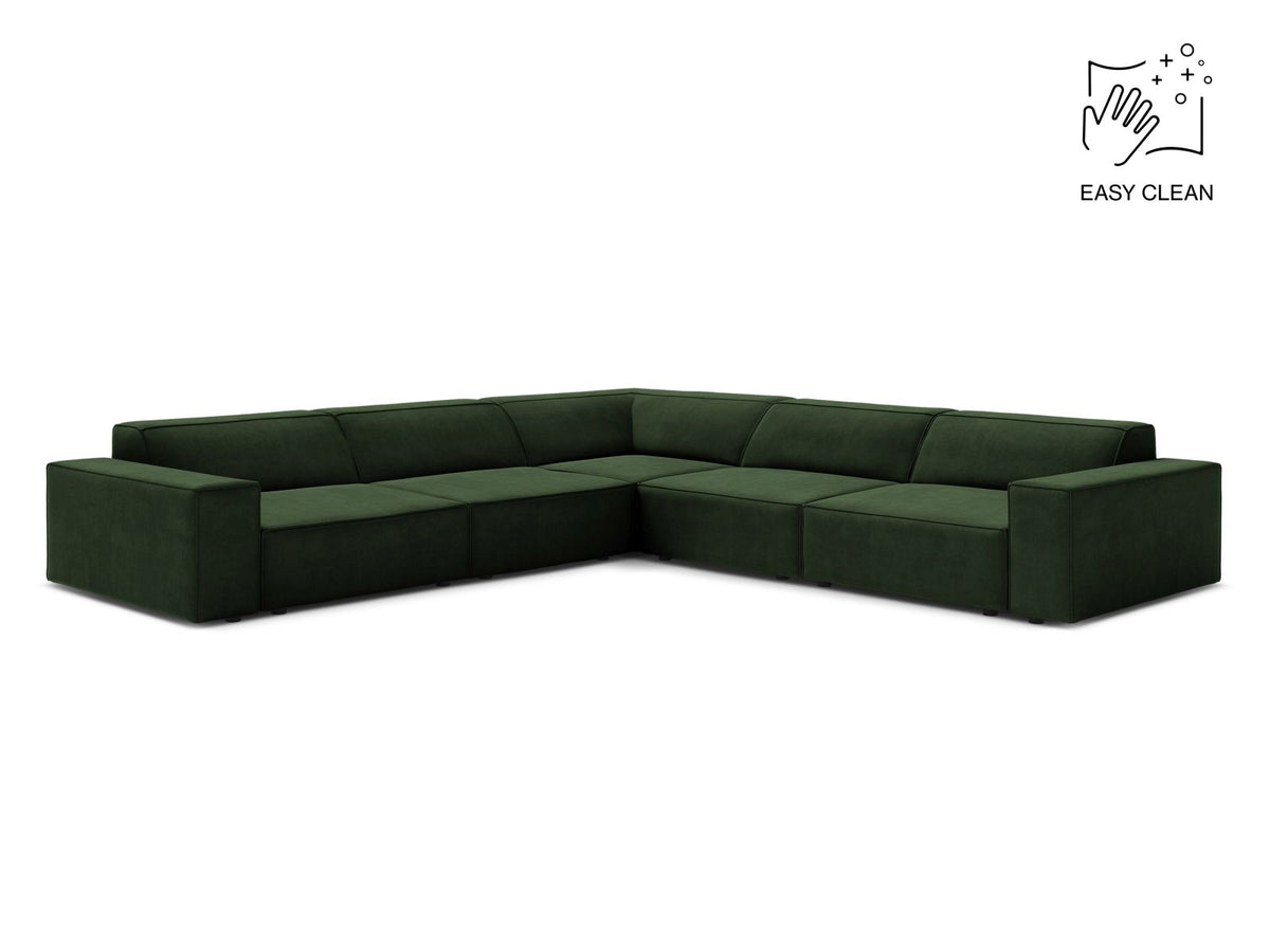Jodie — Corner Sofa Bottle Green (Venus 2940) Black Plastic