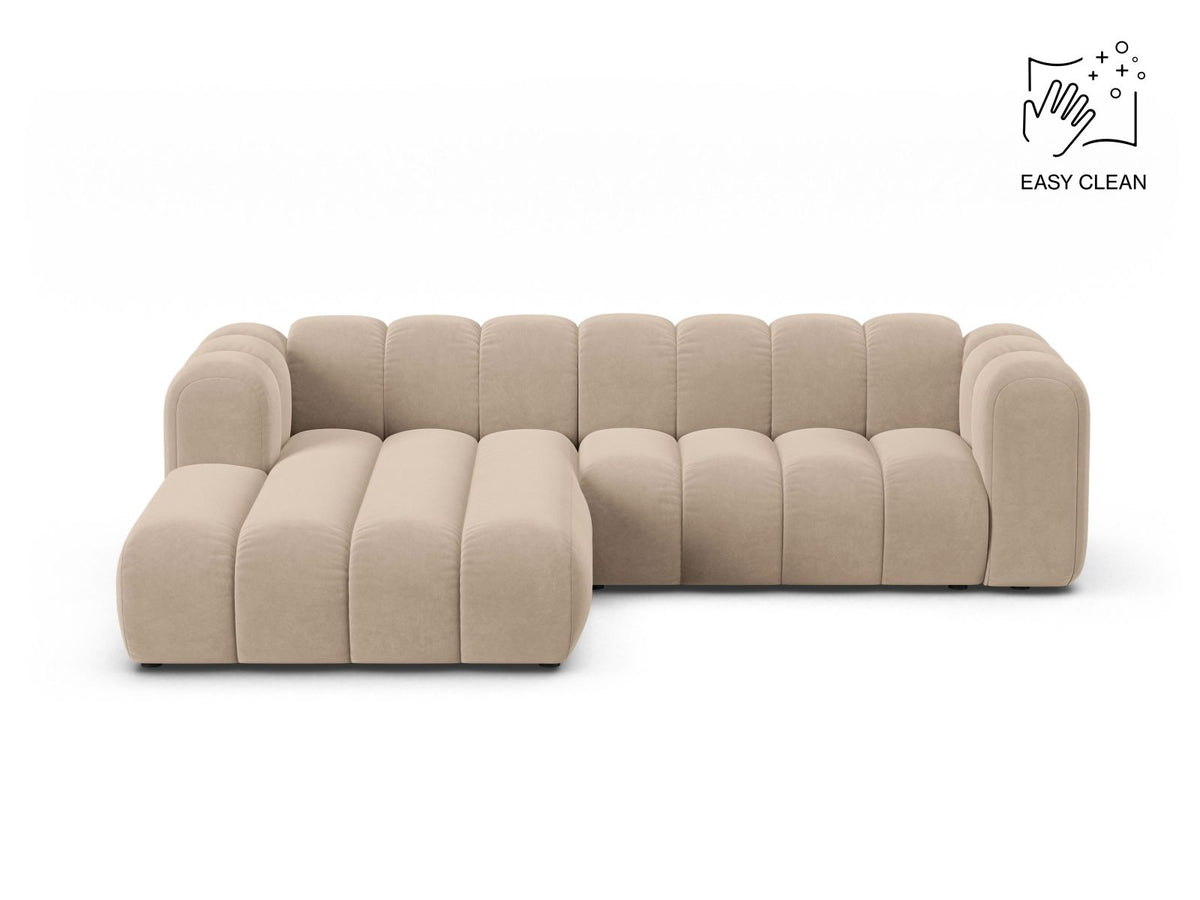 Lupine — Corner Sofa Beige (Venus 2928) Black Plastic Left