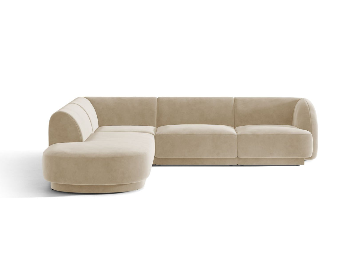Miley — Corner Sofa Beige (Venus 2928) Black Plastic Left