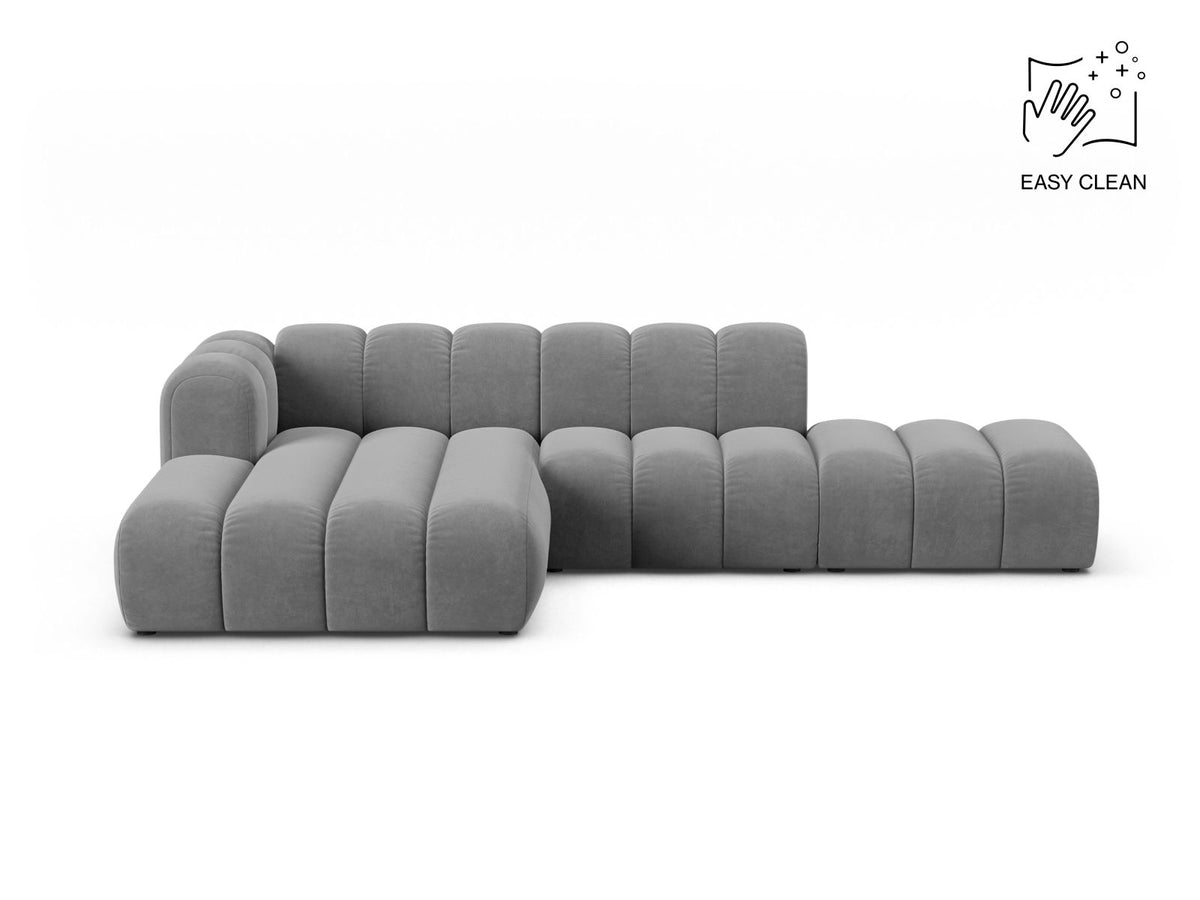 Lupine — Corner Sofa Light Grey (Venus 2929) Black Plastic Left