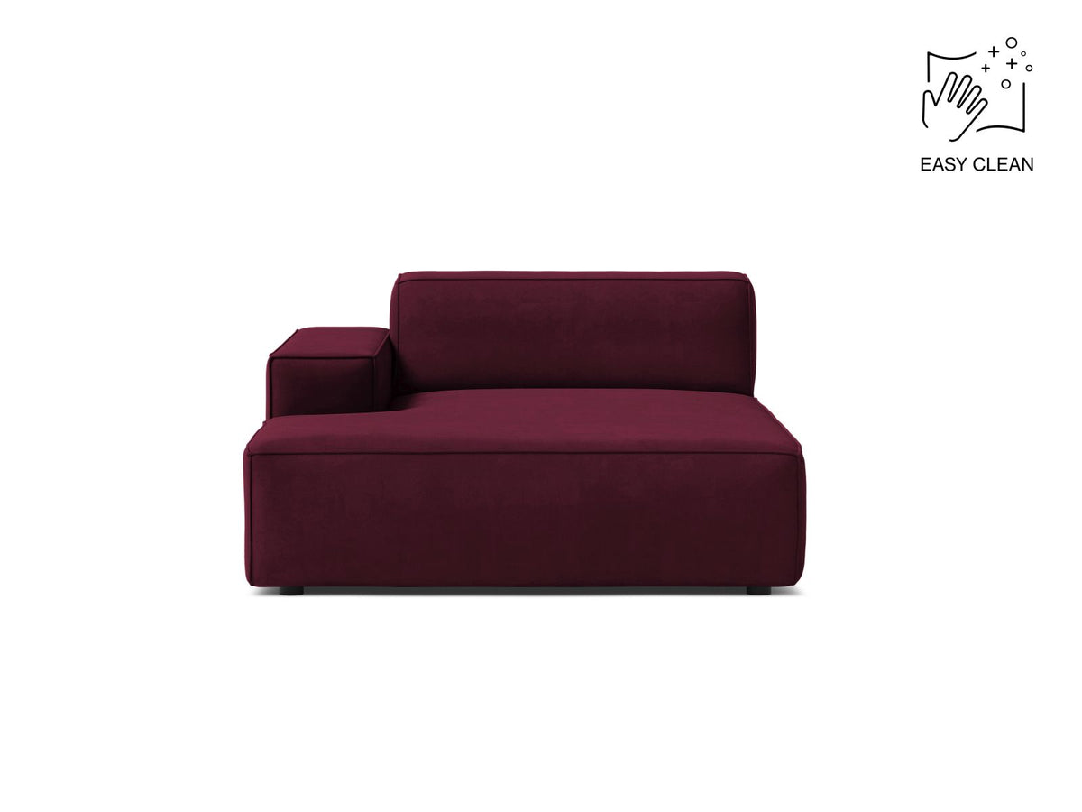 Jodie — Chaise Longue Burgundy (Venus 2932) Black Plastic Left