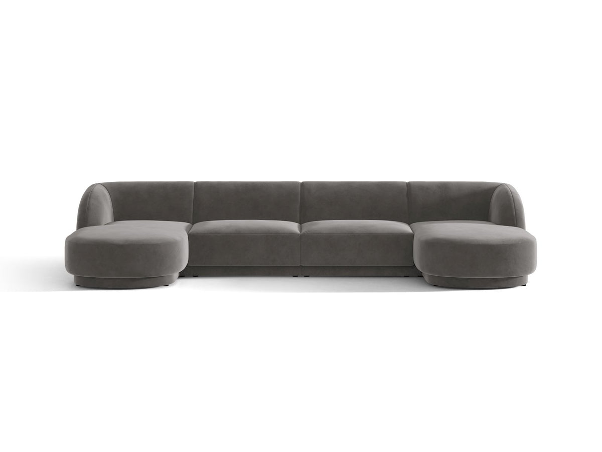 Miley — Panoramic Sofa Grey (Venus 2930) Black Plastic