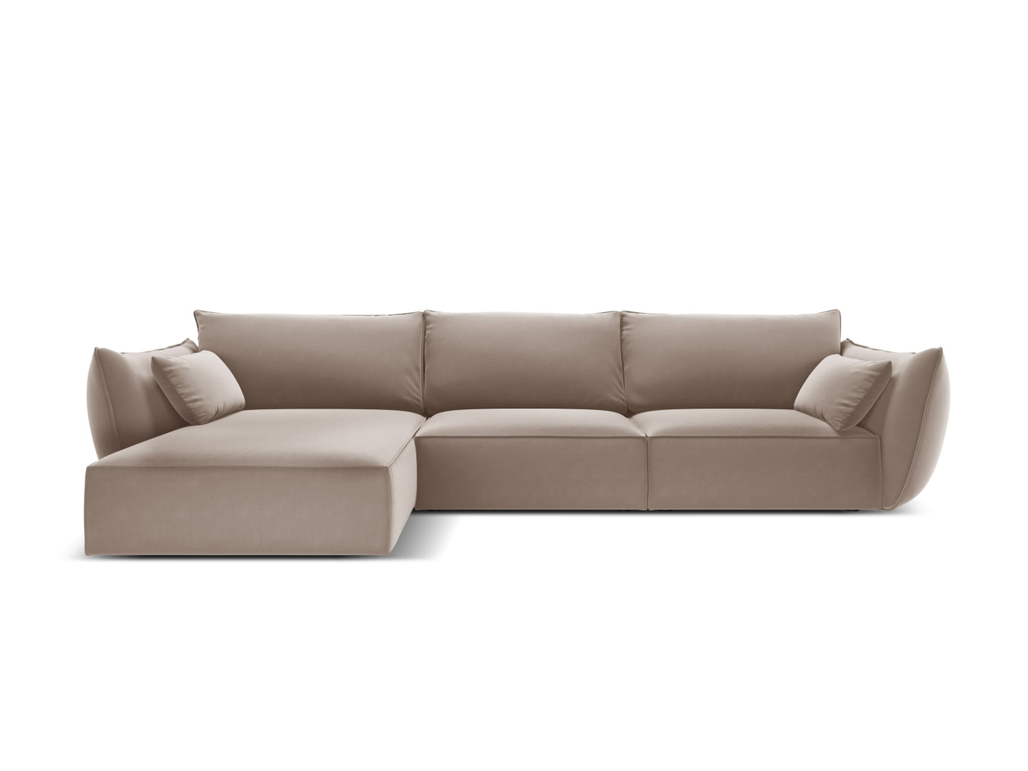Kaelle — Corner Sofa Cappuccino (Bluvel 40) Black Plastic Left