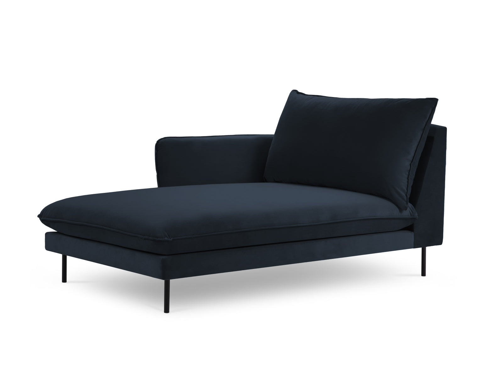 Vienna — Chaise Longue tumesinine (Bluvel 89) must metall vasak