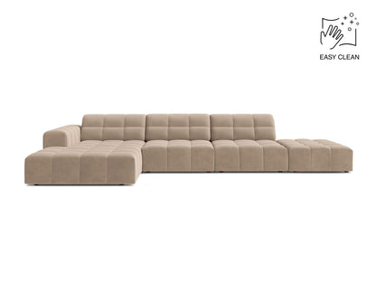 Jennifer — Corner Sofa Beige (Venus 2928) Black Plastic Left