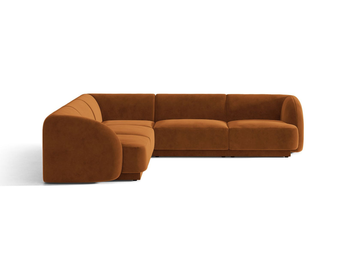 Miley — Corner Sofa Terracotta (Bluvel 4215) Black Plastic