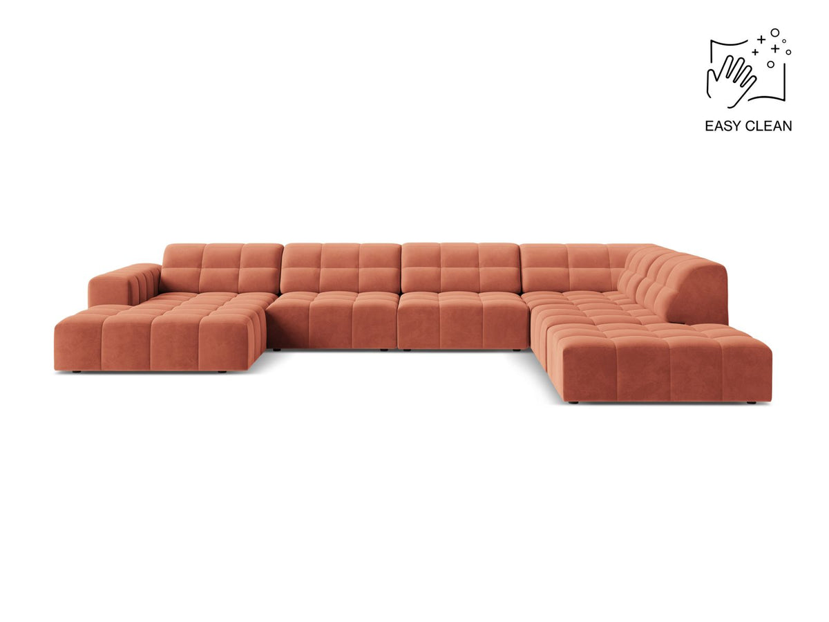 Jennifer — Panoramic Sofa Coral (Venus 2933) Black Plastic Right