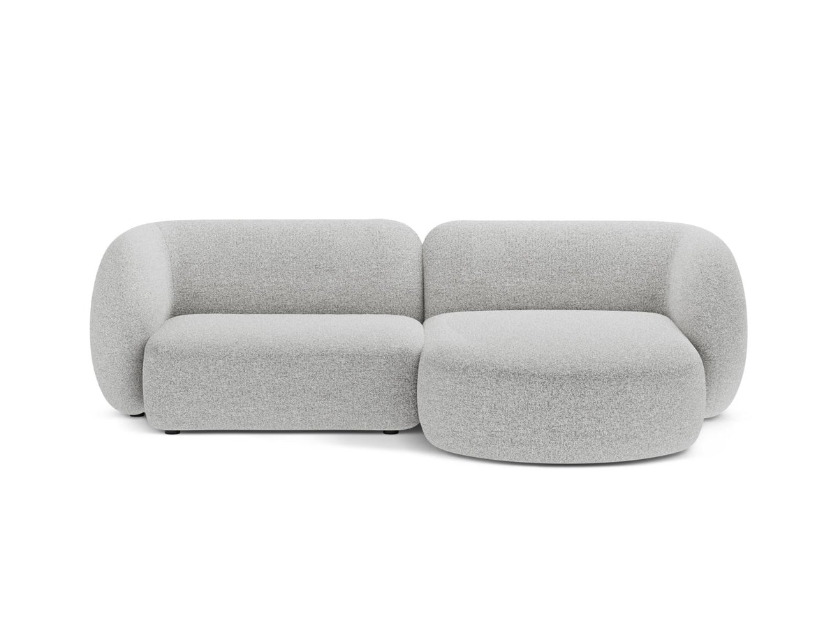 Kate — Corner Sofa Light Grey Melange (Puente 80) Black Plastic Right