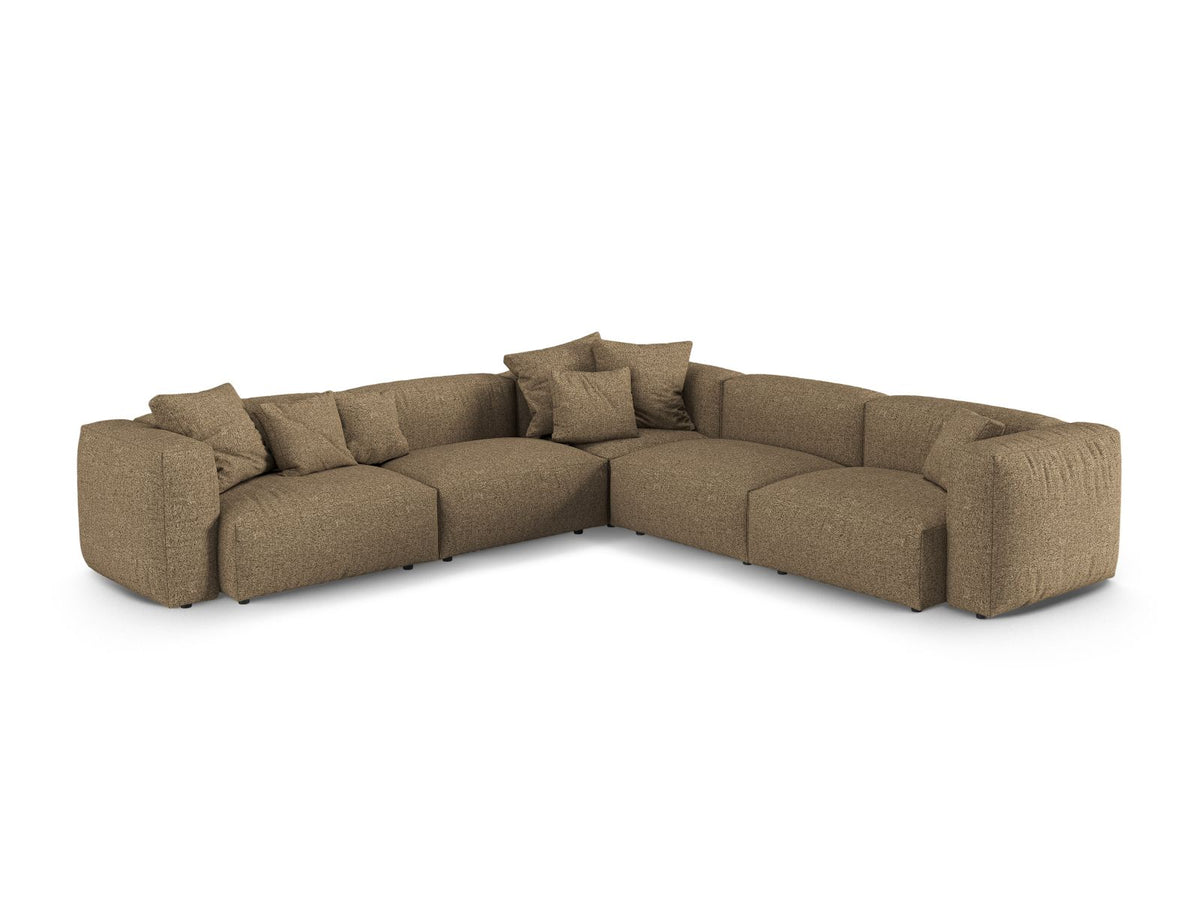 Martina — Corner Sofa Cappuccino (Monet Cappucino) Black Plastic