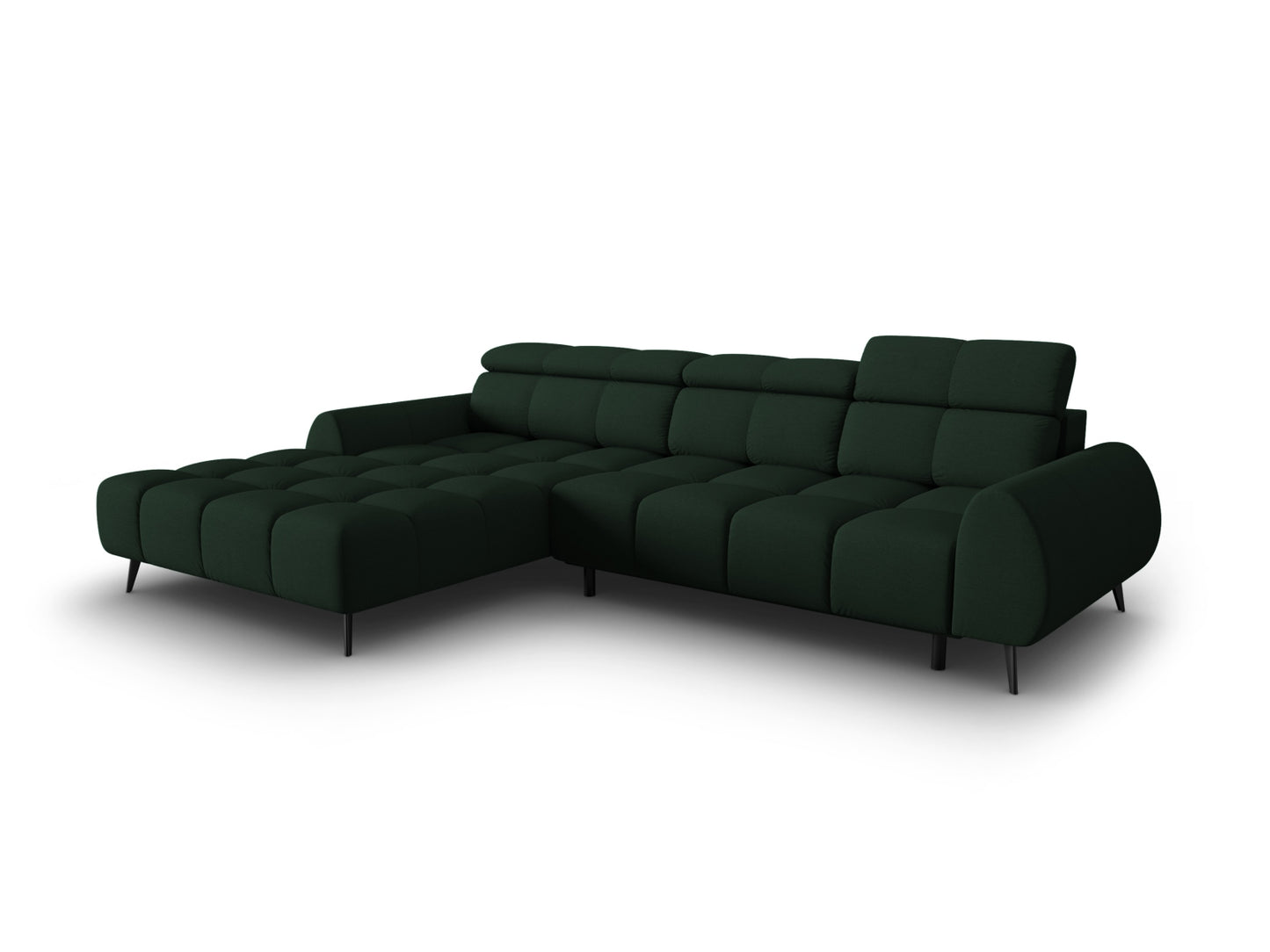 Alyse — Corner Sofa Dark Green (Nea 78) Black Metal Left