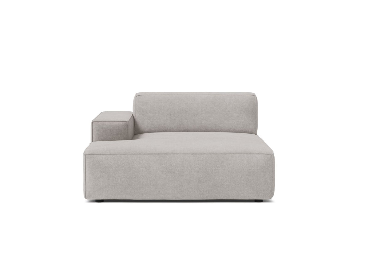 Jodie — Chaise Longue Light Grey (Liberty 18) Black Plastic Left