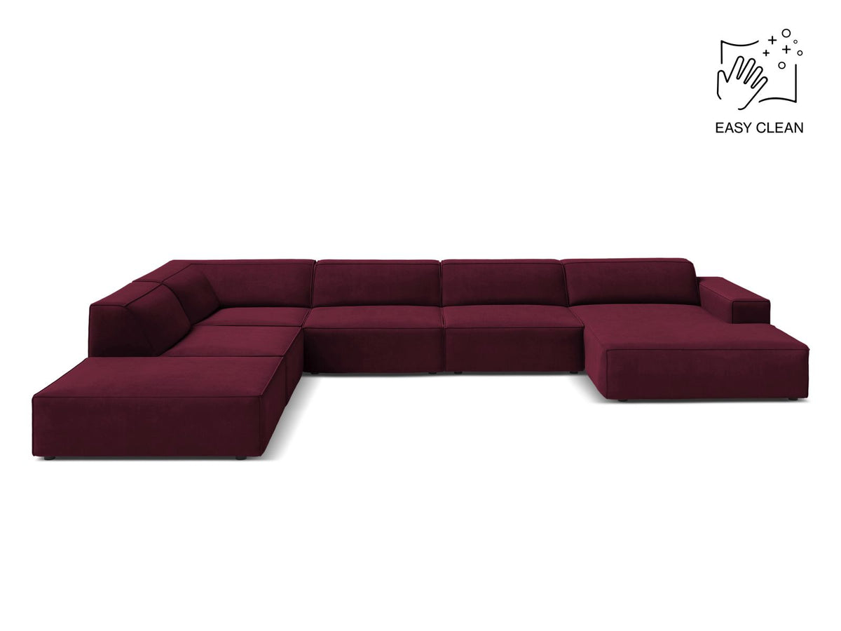 Jodie — Panoramic Sofa Burgundy (Venus 2932) Black Plastic Left