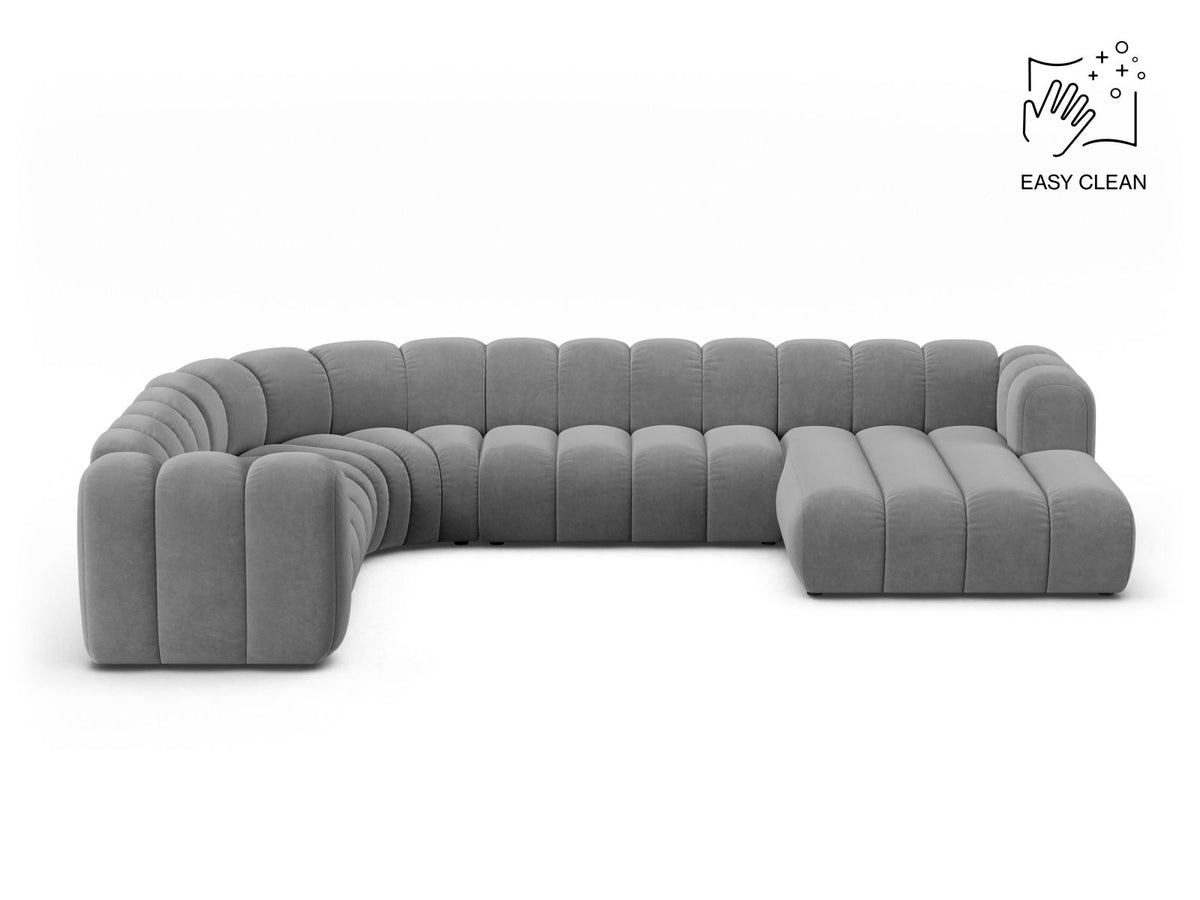 Lupine — Panoramic Sofa Light Grey (Venus 2929) Black Plastic Left