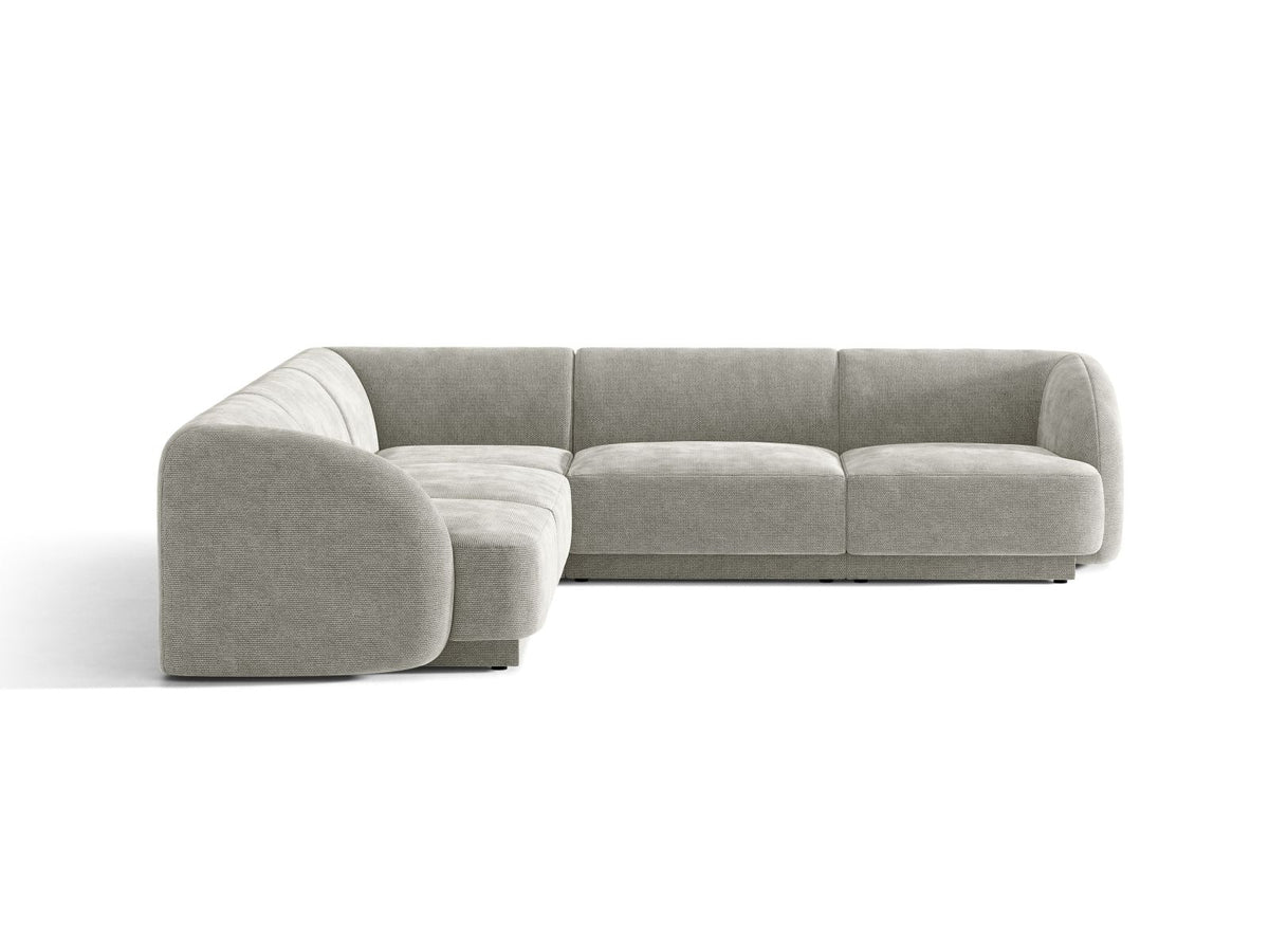 Miley — Corner Sofa Light Grey (Haga 06) Black Plastic