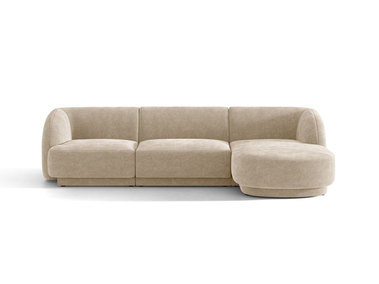 Miley — Corner Sofa Beige (Eden 3 Cream) Black Plastic Right