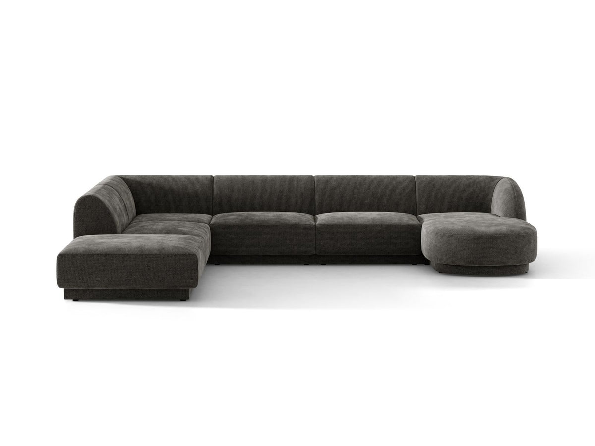 Miley — Panoramic Sofa Grey (Haga 16) Black Plastic Left