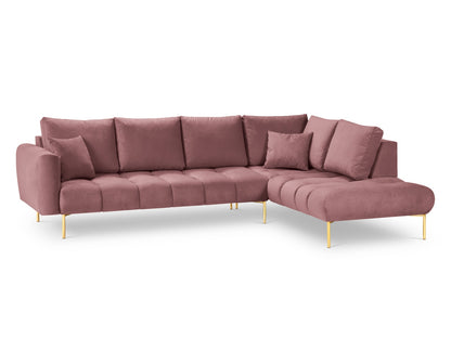 Hastings — Corner Sofa Pink (Fancy 63) Gold Metal Right