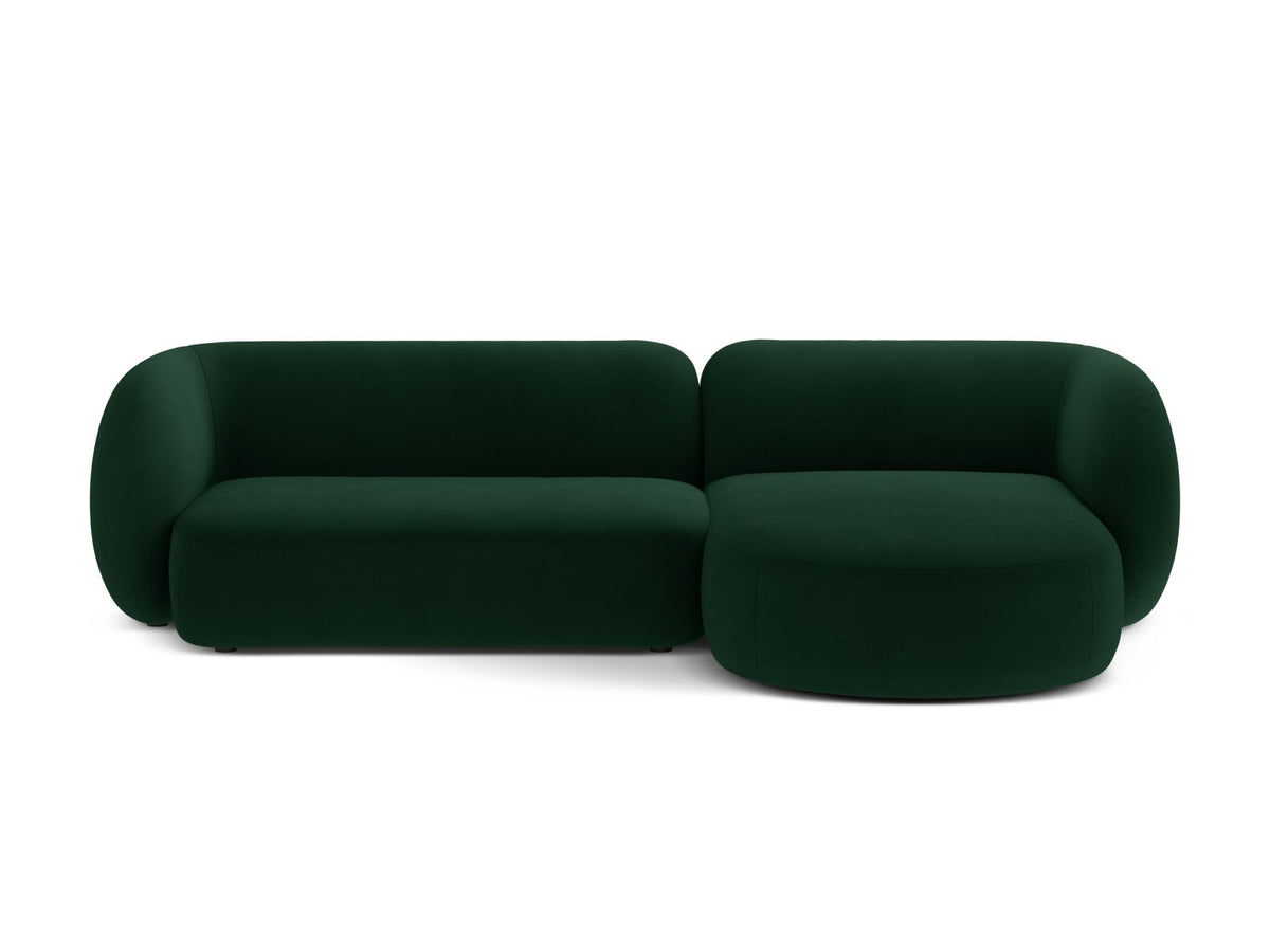Kate — Corner Sofa Bottle Green (Salvador 7) Black Plastic Right