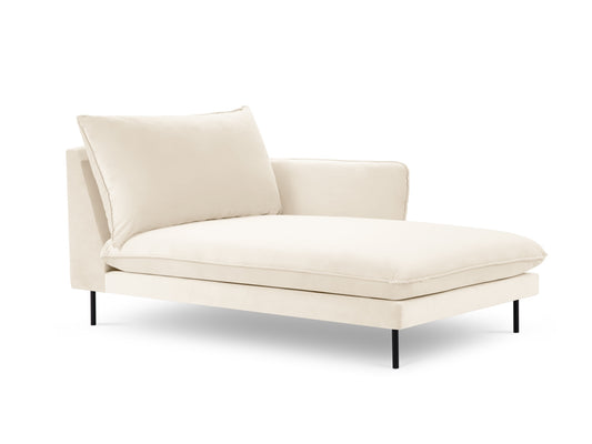 Vienna — Chaise Longue Light Beige (Bluvel 22) Black Metal Right