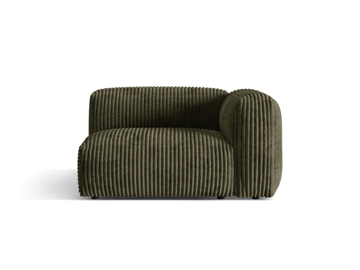 Martina — Modular Sofa Moss Green (Tilia 37) Black Plastic Right
