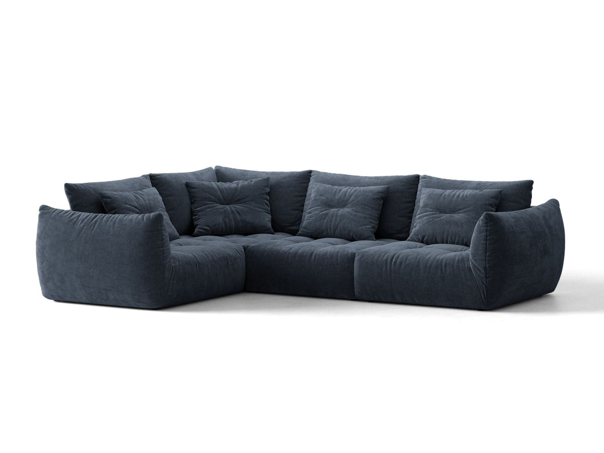 Bloom — Corner Sofa Navy Blue (Wind 77) Black Plastic Left