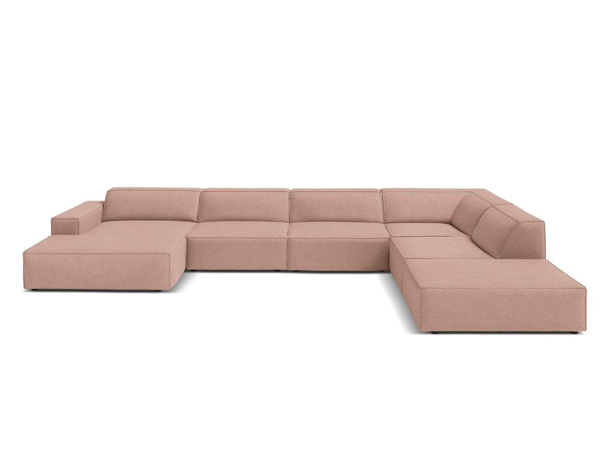 Jodie — Panoramic Sofa Powder Pink (Baloo 2072) Black Plastic Right