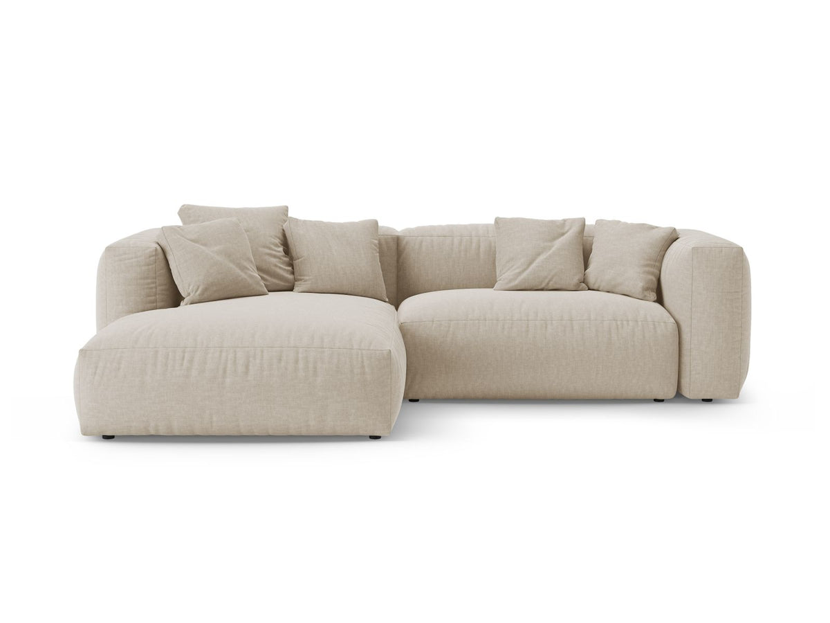 Martina — Corner Sofa Light Beige (Boston Toffee) Black Plastic Left