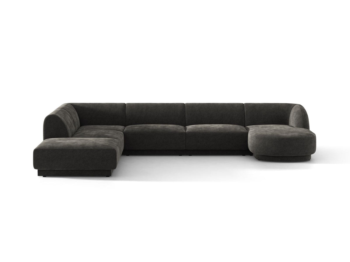 Miley — Panoramic Sofa Dark Grey (Eden 20 Graphite) Black Plastic Left