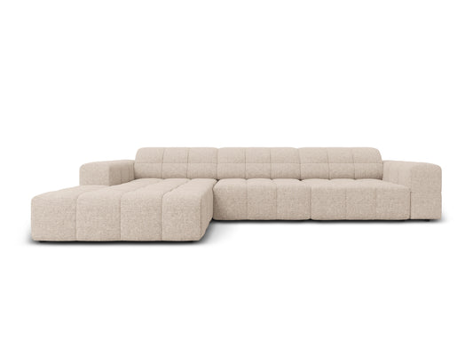 Chicago — Corner Sofa Beige (Haga 30) Black Plastic Left