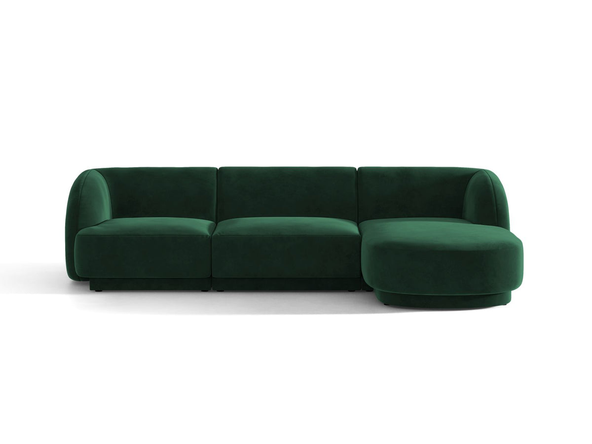 Miley — Corner Sofa Bottle Green (Bluvel 78) Black Plastic Right