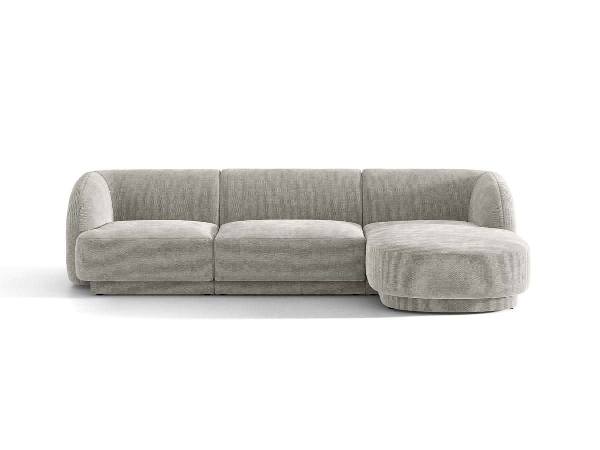 Miley — Corner Sofa Light Grey (Haga 06) Black Plastic Right