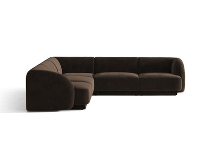 Miley — Corner Sofa Dark Brown (Bluvel 48) Black Plastic