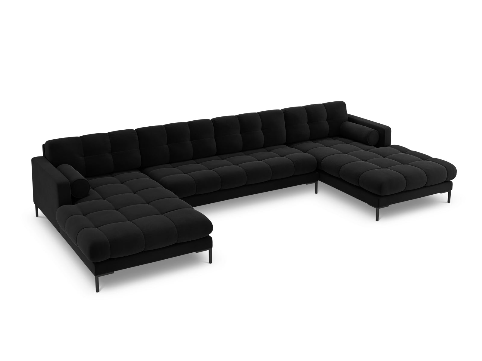 Bali — Panoramic Sofa Black (Bluvel 19) Must metall