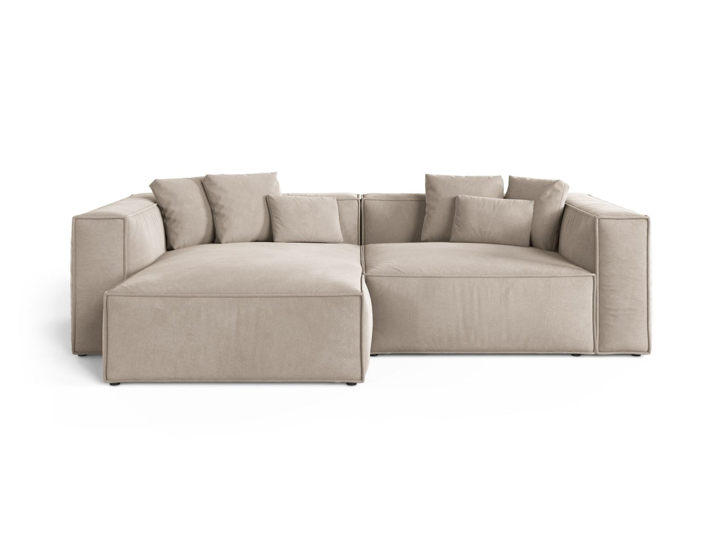 Aveiro — Corner Sofa Light Beige (Casino Pearl) Black Plastic Left
