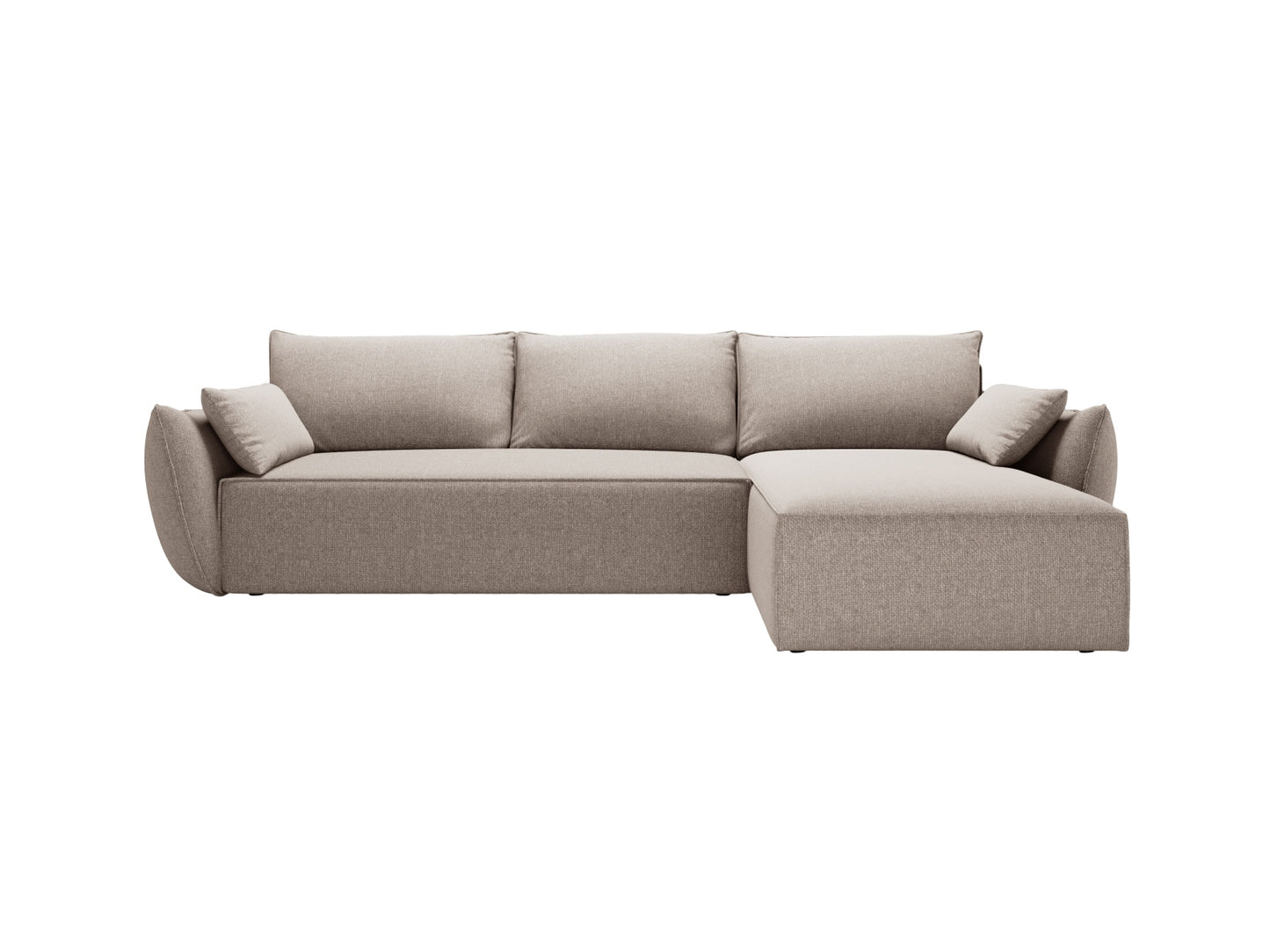 Kaelle — Corner Sofa Beige (Haga 30) Black Plastic Right