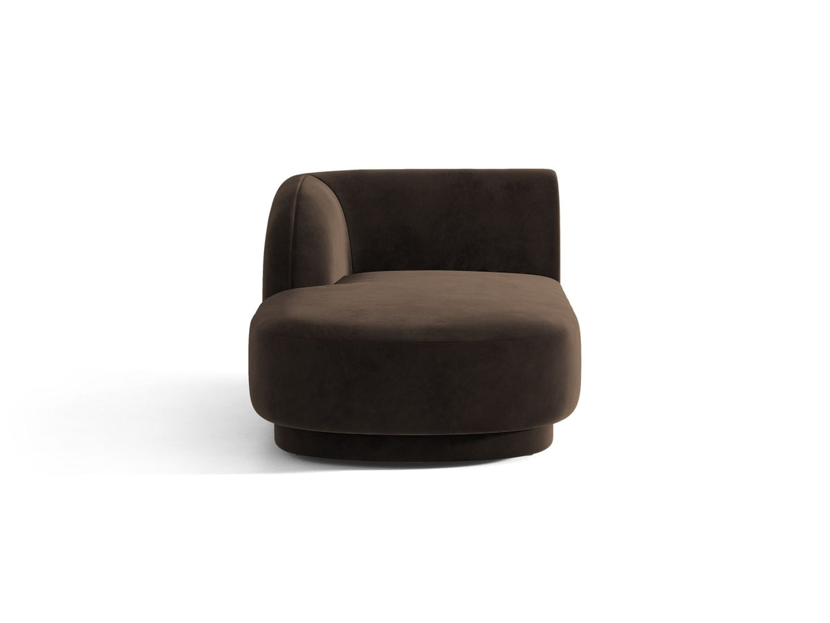 Miley — Chaise Longue Dark Brown (Bluvel 48) Black Plastic Left