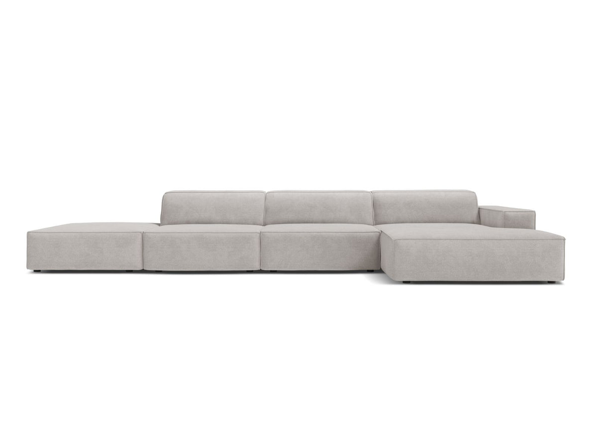 Jodie — Corner Sofa Light Grey (Liberty 18) Black Plastic Right