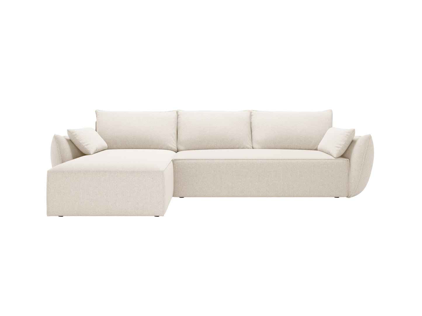 Kaelle — Corner Sofa Light Beige (Haga 23) Black Plastic Left