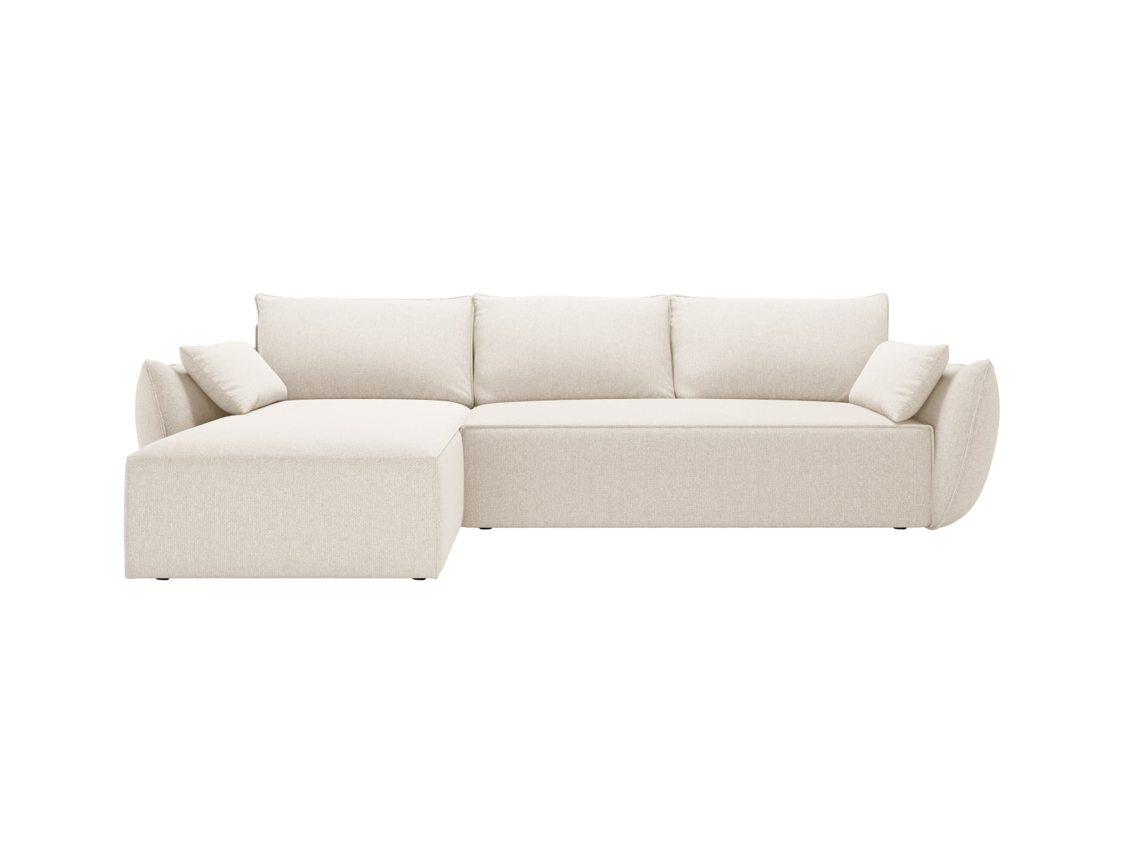 Kaelle — Corner Sofa Light Beige (Haga 23) Black Plastic Left