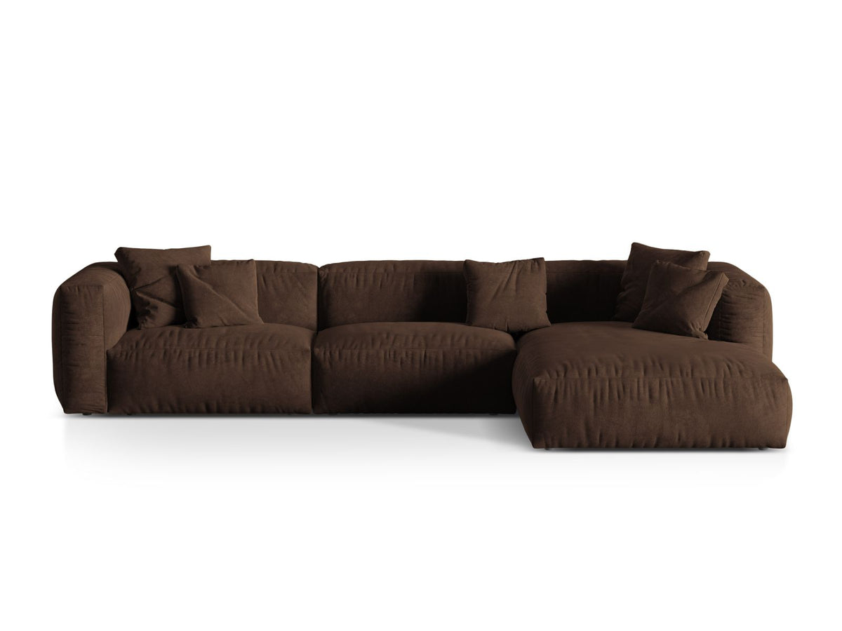 Martina — Corner Sofa Chocolate (Vogue 6) Black Plastic Right