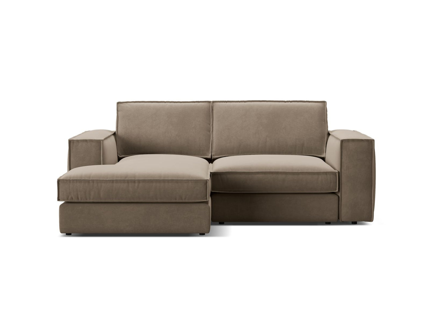 Pola — Corner Sofa Grey Brown (Salvador 3) Black Plastic Left